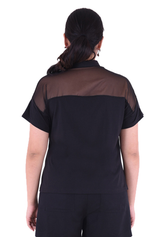PROUD collar t-shirt with organdy black