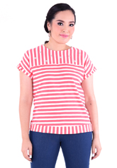 PROUD stripe t-shirt with floral pearl pink/white